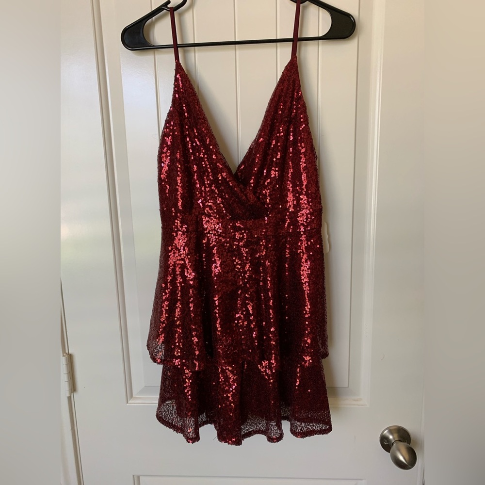 ALTAR’D STATE red sequins romper size Large